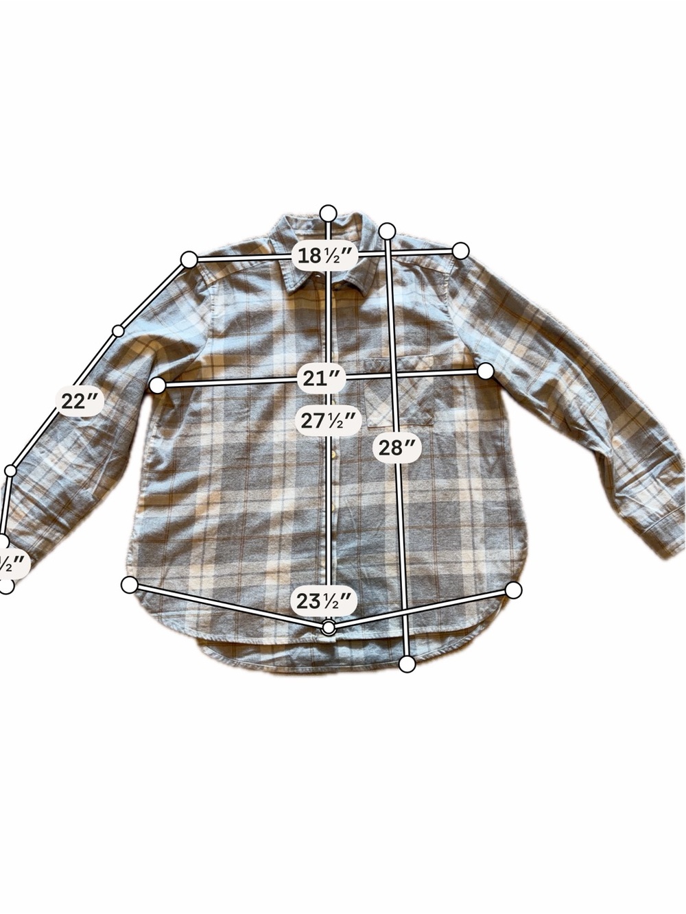 LOFT Women's Plaid Button-Down Shirt in Gray and Cream